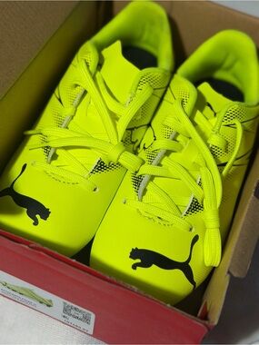 Puma Kids Bright Neon Yellow Soccer Shoes